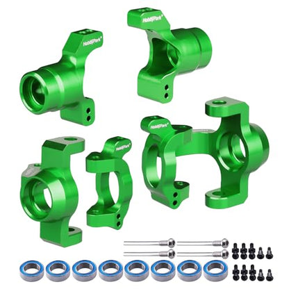 Hobbypark Aluminum Caster Blocks C-Hubs Steering Block Stub Axle Carriers Knuckles Set for Traxxas 1/18 LaTrax Teton Desert Prerunner Rally, Replace Parts 7532 7552X (Green) - color: Green
