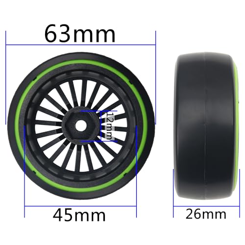 4Pack ShareGoo 1/10 RC Drift Car Tires Plastic Tyres and 12mm Hex Hard Plastic Wheel Rims Compatible with Traxxas HSP Tamiya Kyosho HPI RC 1/10 Drift Drifting RC Car
