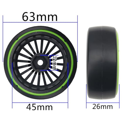 4Pack ShareGoo 1/10 RC Drift Car Tires Plastic Tyres and 12mm Hex Hard Plastic Wheel Rims Compatible with Traxxas HSP Tamiya Kyosho HPI RC 1/10 Drift Drifting RC Car