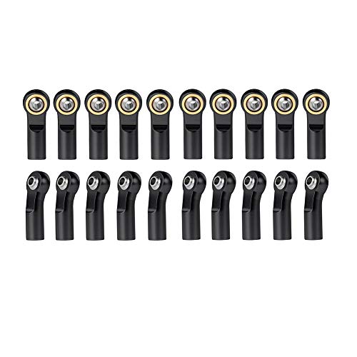 QUE-T 20pcs/Set M3 Link Tie Rod End Metal Ball Joint Head for 1/10 RC Crawler Car Boat (Black) - color: Black