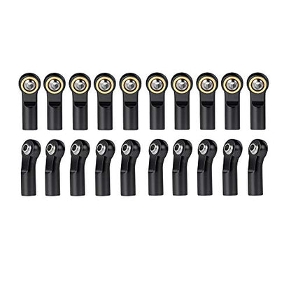 QUE-T 20pcs/Set M3 Link Tie Rod End Metal Ball Joint Head for 1/10 RC Crawler Car Boat (Black) - color: Black
