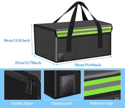 50*35*30cm Lipo Safe Bag Fireproof Bag for Lipo Battery Pack Storage Charging Transport,Home Office Travel Fireproof Safe Storage for Cash Valuables Jewelry Passport Power bank Lipo Battery - size: 500*350*300mm