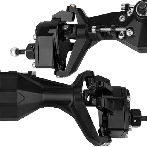 Full CNC Machined F9 Offset Portal Front Rear Axle with Adjustable Link Mount for 1/10 RC Crawler Capra Gmade R1 Rock Buggy LCG Cheater Rigs 1.9 UTB Shafty (Black) - color: Black