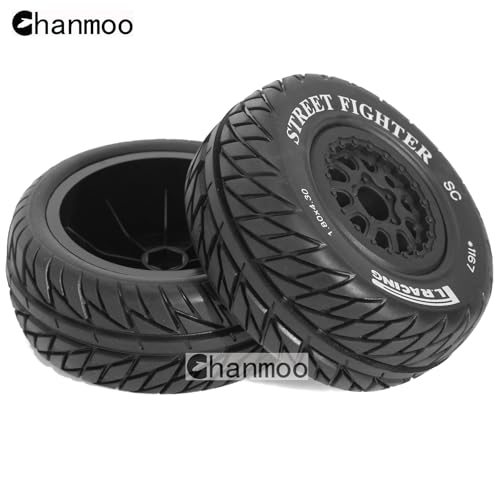 1/10 RC Short Course Truck Wheels and Tires with 12mm Hex 1:10 Scale Off Road Tyres for 1/10 RC Off-Road Car Traxxas TRX4 Slash Arrma Losi Tenacity Vkar 10sc Hpi RC Buggy Car 4PCS (E Tires) - color: E Tires
