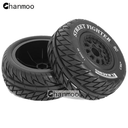 1/10 RC Short Course Truck Wheels and Tires with 12mm Hex 1:10 Scale Off Road Tyres for 1/10 RC Off-Road Car Traxxas TRX4 Slash Arrma Losi Tenacity Vkar 10sc Hpi RC Buggy Car 4PCS (E Tires) - color: E Tires