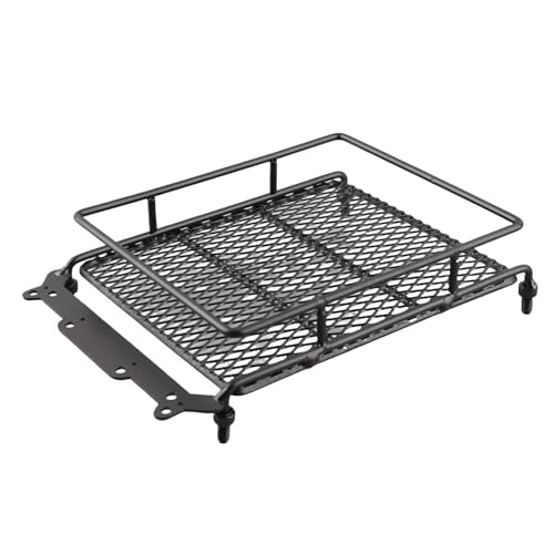 RiToEasysports RC Roof Rack Luggage Metal RC Roof Rack with 4 LED Lights 156 X 110 X 40mm Luggage Carrier for Axial SCX10 1 10 Crawler Outdoor Trail Driving (4 White)