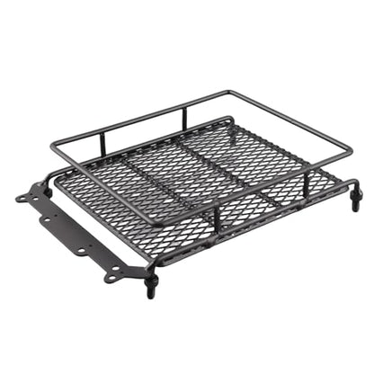RC Roof Rack Luggage Metal RC Roof Rack with 4 LED Lights 156 X 110 X 40mm Luggage Carrier for Axial SCX10 1 10 Crawler Outdoor Trail Driving (4 White)