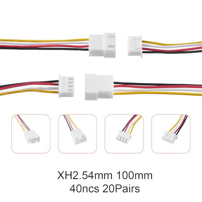 20 Pairs JST-XH 2.54 4Pin Connector Balance Plug Lead Socket. | Plug Lead Socket Male and Female with 100mm Silicone Wire Cables,4 pin jst connector