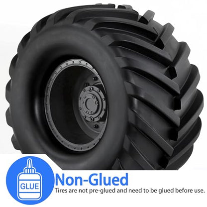 4PCS RC Monster Truck Tires and Hard Plastic Wheels Rims 12mm Hex Rubber Buggy Off Road Tyres with Foam for 1:10 Scale Truck Car Traxxas VXL 2WD Hoss 4x4 HSP HPI Tamiya Kyosho (Black) - color: Black