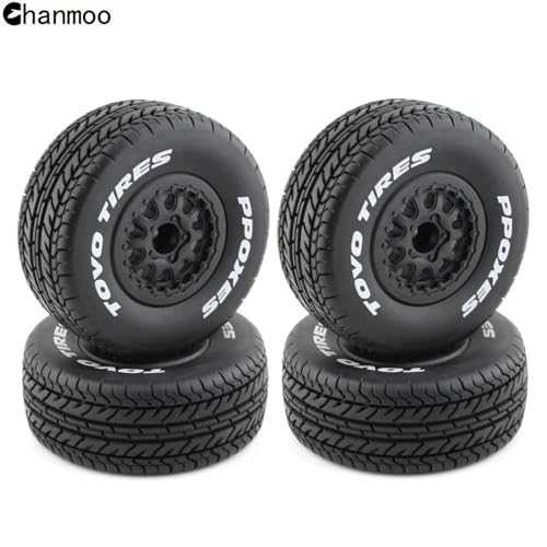 1/10 RC Short Course Truck Wheels and Tires with 12mm Hex 1:10 Scale Off Road Tyres for 1/10 RC Off-Road Car Traxxas TRX4 Slash Arrma Losi Tenacity Vkar 10sc Hpi RC Buggy Car 4PCS (D Tires) - color: D Tires