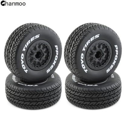 1/10 RC Short Course Truck Wheels and Tires with 12mm Hex 1:10 Scale Off Road Tyres for 1/10 RC Off-Road Car Traxxas TRX4 Slash Arrma Losi Tenacity Vkar 10sc Hpi RC Buggy Car 4PCS (D Tires) - color: D Tires