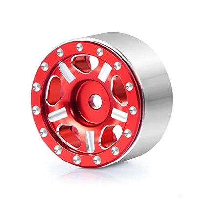 RC-Hub 4Pcs Aluminum Alloy 1.0" Micro Beadlock Wheels for 1/24 Axial SCX24 90081 RC Crawler Car (Red) - color: Red