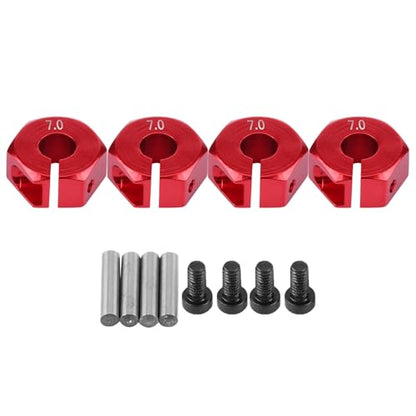 4 Pcs Universal Wheel Hex Hub Adapters,12mm Wheel Hex Mount with Pins and Screws,Wheel Hex Drive Adapters Hub RC Model Vehicle Accessory for RC Spare Part RC Car Upgrade Parts (7.0MM red) - size: 7.0MM red