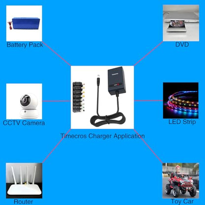 Lithium Battery Charger 2S 8.4V 3S 12.6V 4S 16.8V 5S 21V 6S 25.2V 7S 29.4V 10S 42V 13S 58.8V Charger with 8 Common connectors (16.8V 4S Lithium Charger)