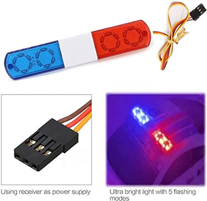 RC Car Alarming Light,WONFAST Multi-Function LED Police Night Light Bar Flash Lamp Compatible with 1/8 1/10 1/12 RC Model Car for HSP TRX4 Tamiya CC01 Axial SCX10(115mm-Red/Blue) - color: 115mm-Red/Blue
