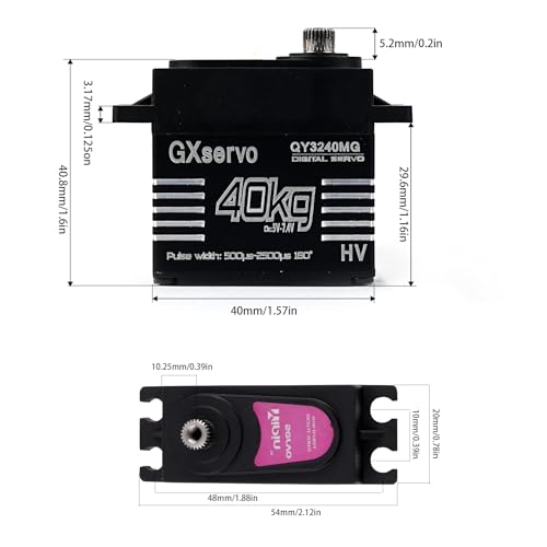 40KG Digital Servo High Torque Metal Gear IP67 Waterproof 180/270 Degree for 1:8 1:10 TRX6 Scx10 RC Crawler Car Robot YP3240MG (180 Degree) - style: 180 Degree