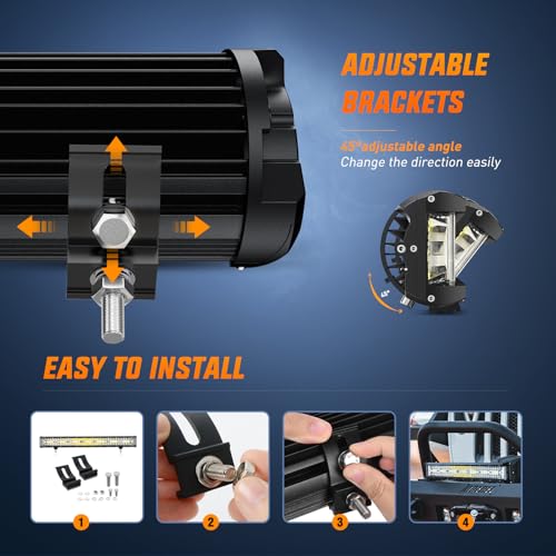 Nilight 20 Inch Side Shooter Light Bar Spot Flood Combo Triple Row | for Off Road Fog Driving Work Lighting on Truck SUV ATV UTV - color: 20Inch Side Shooter Light