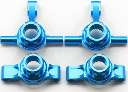 Front Rear Knuckle Arm Steering Cup Hub Aluminum Front Steering Knuckles Arm and Rear Hub Carriers Set for Tamiya TT02 (TT-02) RC Car – CNC Machined Upgrade Parts - color: Blue