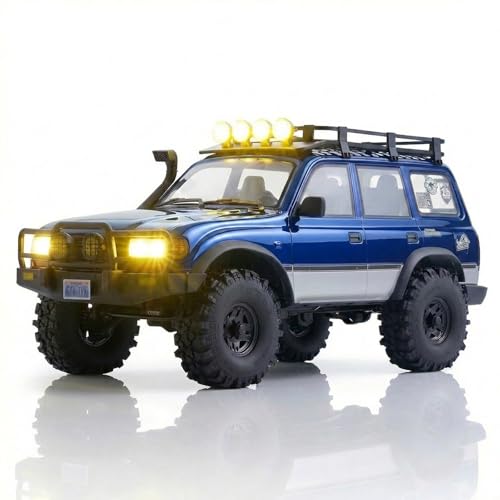 FMS FCX10 1/10 RC Crawler LC80 PRO V2-Official Toyota Licensed,High-Performance Brushless RC Crawler 4X4,Two Speed Transmission,Metal Chassis,Realistic LED Lights,RC Car for Adults (Blue) - color: Blue