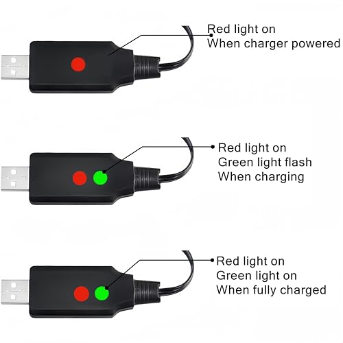 SM-3P Charger with SM-3PIN Plug for 7.4V 2S Lipo Battery RC Car RC Tank RC Boat Toys Universal 7.4V USB Charger Cable with Protection 2 Pack SM3P Charger