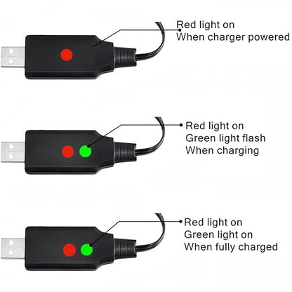 SM-3P Charger with SM-3PIN Plug for 7.4V 2S Lipo Battery RC Car RC Tank RC Boat Toys Universal 7.4V USB Charger Cable with Protection 2 Pack SM3P Charger