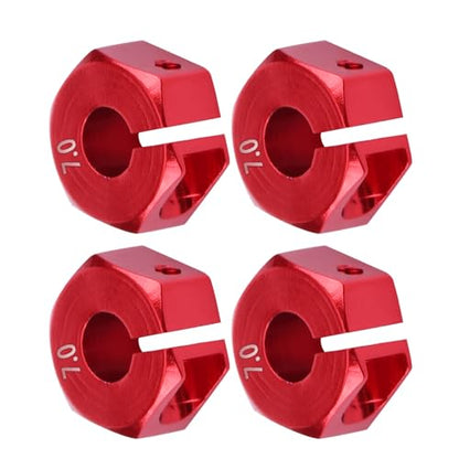 4 Pcs Universal Wheel Hex Hub Adapters,12mm Wheel Hex Mount with Pins and Screws,Wheel Hex Drive Adapters Hub RC Model Vehicle Accessory for RC Spare Part RC Car Upgrade Parts (7.0MM red) - size: 7.0MM red