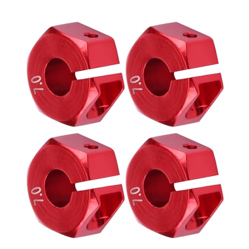 4 Pcs Universal Wheel Hex Hub Adapters,12mm Wheel Hex Mount with Pins and Screws,Wheel Hex Drive Adapters Hub RC Model Vehicle Accessory for RC Spare Part RC Car Upgrade Parts (7.0MM red) - size: 7.0MM red