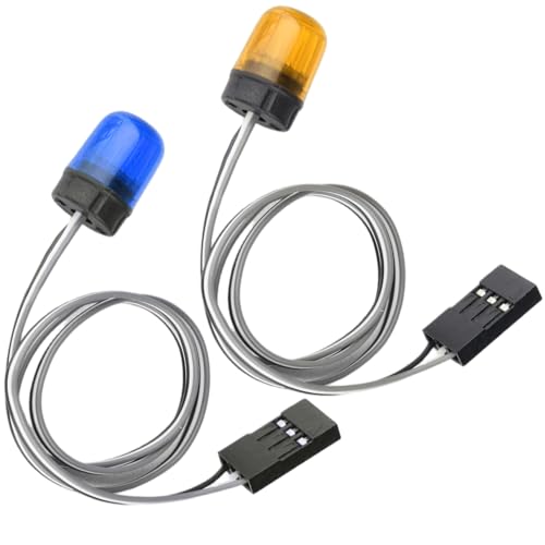 HobbyPark RC LED Flash Lights Alarm Lamp Flashing Rotating Beacon Light DC 5–6V Compatible with 1/10 TRX4 SCX10 RC Crawler Car 1/14 Tamiya Tractor RC Truck (Yellow and Blue Lights) - color: Yellow and Blue Lights