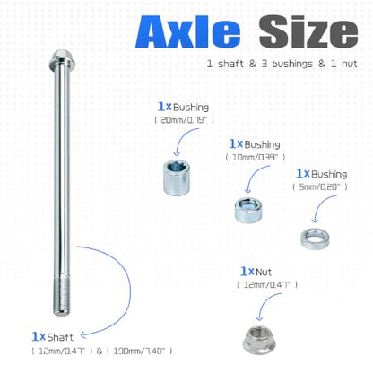 Mokuo 12mm 190mm Front Rear Axle with Bushing 5mm 10mm 20mm Fit for Pit Dirt Bike Moped Scooter QUAD ATV Mini Bike Parts - size: 12-190