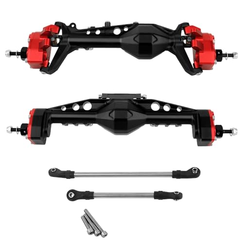 CNC Offset Portal Axle with Adjustable Link Mount for 1/10 RC Crawler Axial SCX10 III AXI03029 AR45P Rock Buggy LCG Chassis Cheater Rigs Upgrade Parts (red) - color: Red