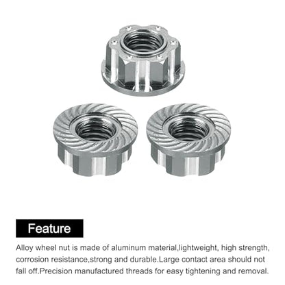 MECCANIXITY Hexagonal Nuts Aluminum M4 RC Wheel Carving Hex Nuts Dustproof Anti-Skid Mount Cap for 1/10 RC Model Car Trucks Off Road Car Upgraded Parts Pack of 2(Gray) - color: Gray