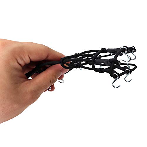 1/10 RC Elastic Luggage Net 19x12cm with Hooks for 1:10th RC Crawler Rock Climbing Truck Car D90 TRX4 Roof Rack (Black)