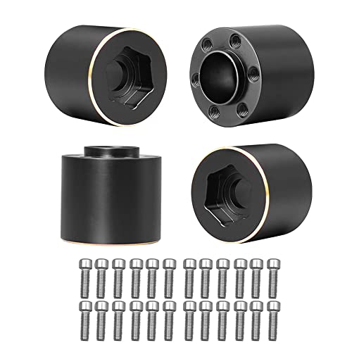 Brass Weights 6mm 9mm 12mm 15mm 22mm Wheel Hex Hub Widen Adapter for 1/10 RC Crawler 1.9 2.2 Wheels Rims SCX10 TRX4 (18.4mm), Black - size: 18.4mm