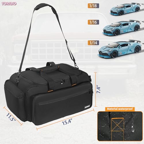 TORIBIO RC Car Bag for 1/14, 1/16 and 1/18 Car and Tools Accessories | w/ Bottom Clapboard for Support, Multi-Pockets Protective RC Carry Case w/ Adjustable Shoulder Strap and Handle - size: Bag for 1/14 & 1/16 & 1/18