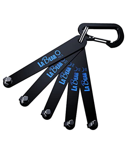 Metric Hex Screwdriver Set, Ultra Low Profile 90°, 2.5-6mm | 10mm low-clearance access, S2 steel strength, five sizes included, carabiner storage for bike and repair kits - size: Metric HEX