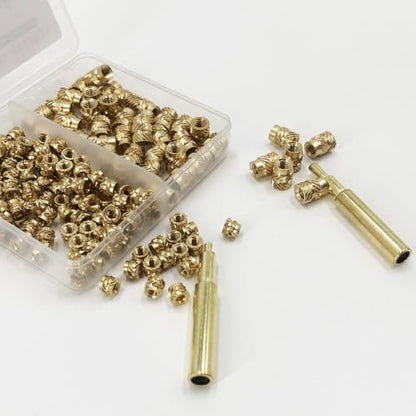 QSJ 170Pcs Threaded Inserts Set Brass Heat Set Insert M3 M4 Insert Nut with Soldering Iron Tip for 3D Printed Plastic Materials - size: (170pcs) M3, M4