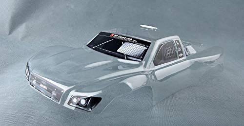 Compatible Custom Body Clear Unpainted with Stickers Replacement for 1/10 Scale RC Car or Truck (Truck not Included) SS-C-02