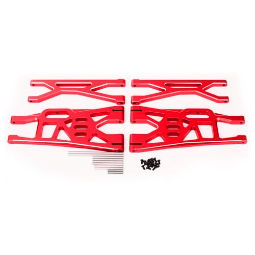 Aluminum Front Upper & Lower Suspension Arms Upgrades Set for 1/5 X-Maxx XMaxx RC Car (Red) - color: Red