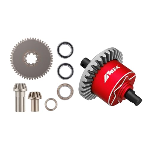 Steel Rear Differential Diff & Spur Input Gear Kit for HyperGO 1/14 H14BM 14209 14210 Series Upgrades Part Red