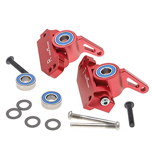 RC Alloy Caster Block&Steering Blocks for Traxxas 1/10 2WD Slash, Stampede, Rustler, Nitro Slash-Replaces Part 3736 3632 - color: Red