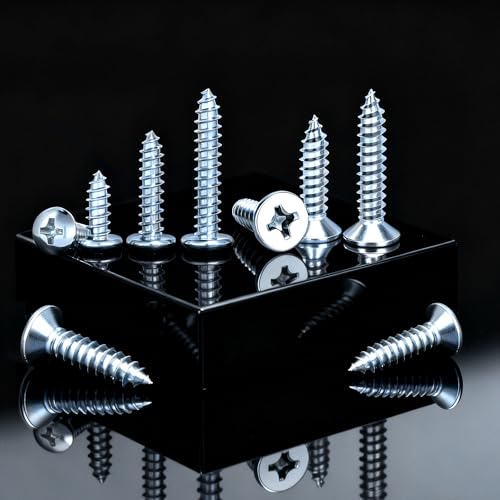 Dianrui 288 PCS Wood Screws Assortment Kit, Assorted Sheet Metal Screws #4/#6/#8/#10, ‌Phillips Drive Pan & Flat Head Screw Set Marine Grade Length 3/8" to 2" - size: 288PCS-SV