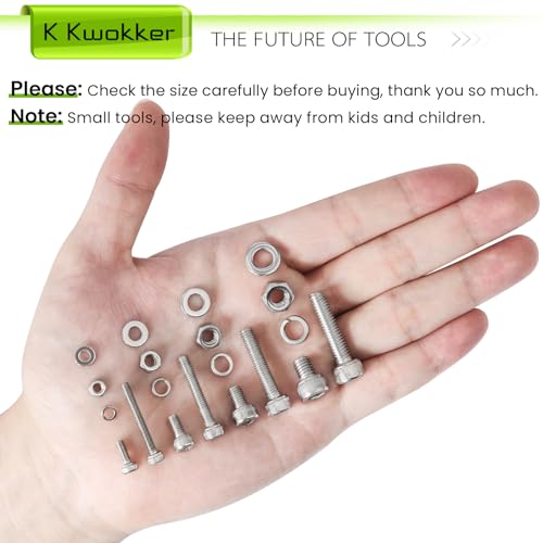 M3 M4 M5 M6 Hex Socket Bolt & Nut Assortment Kit, 1160Pcs | Waterproof Anti-rust 304 Stainless Steel; 20 Size 8–25mm Metric Screws with Lock Washers for 3D Printing DIY Machinery Repair - size: H. M3 M4 M5 M6