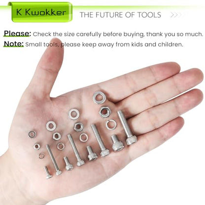 M3 M4 M5 M6 Hex Socket Bolt & Nut Assortment Kit, 1160Pcs | Waterproof Anti-rust 304 Stainless Steel; 20 Size 8–25mm Metric Screws with Lock Washers for 3D Printing DIY Machinery Repair - size: H. M3 M4 M5 M6