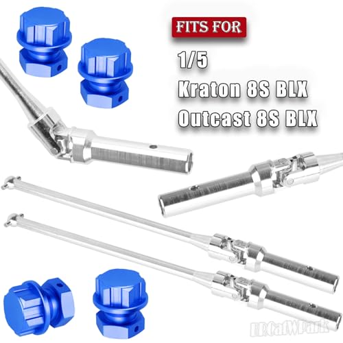 RC Drive Shaft Axles (Front Rear) Upgrades Part for 1/5 KRATON 8S BLX Outcast 8S BLX,4PCS CVD Driveshaft w/Wheel Hex Nuts Hop Ups,Silver & Red