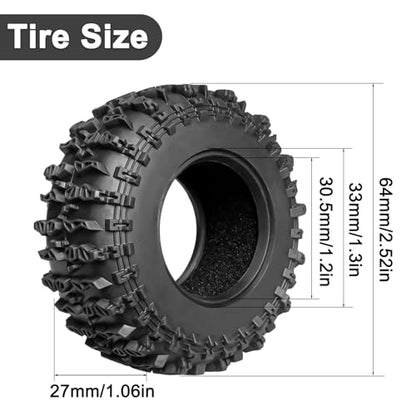 LRFHL 1.3" Crawler Tires Soft Rubber for 1/18 TRX4M 1/24 SCX24 FCX24, 4PCS | 64mm*27mm, RC Tires with Foam Insert, RC Rock Crawling Tires Upgrade - color: Style A
