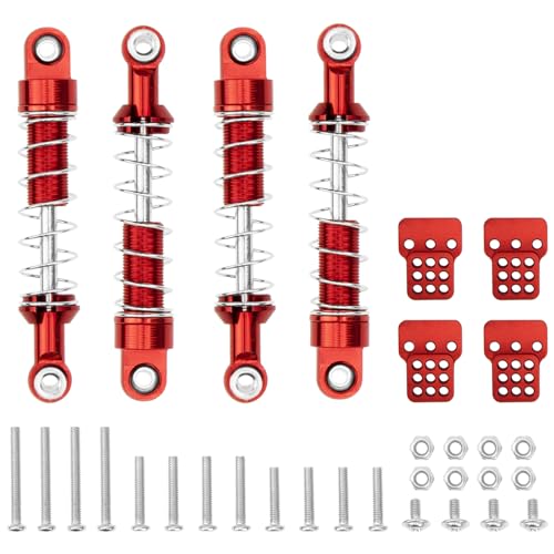Metal Shock Absorber Damper Suspension with Extender Seat Mount Compatible with 1/12 MN D90 D91 D96 D99 D99S MN90 MN99S WPL C14 C24 C34 1/16 RC Crawler Car (Red) - color: Red