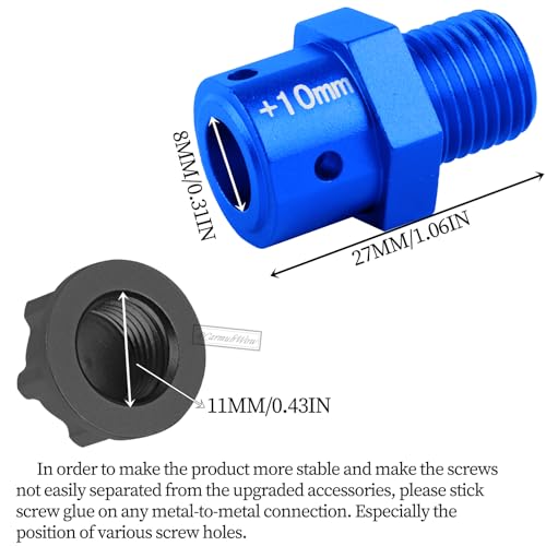 RC 10MM Extended Wheel Hub Drive w/Anti-dust Cap Nuts Upgrades Part for 1/7 BigRock Fireteam Limitless 6S,1/8 Kraton Outcast Notorious Talion 6S,Alloy Aluminium Wheel Hub,Navy Blue w/Black - color: Navy Blue&black