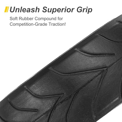 uxcell 4-Pair High-Grip RC Car Tire & Wheel Set for 1/10 Scale On-Road Touring Cars - Soft Rubber Tyres with 12mm Hubs, Black, Type K