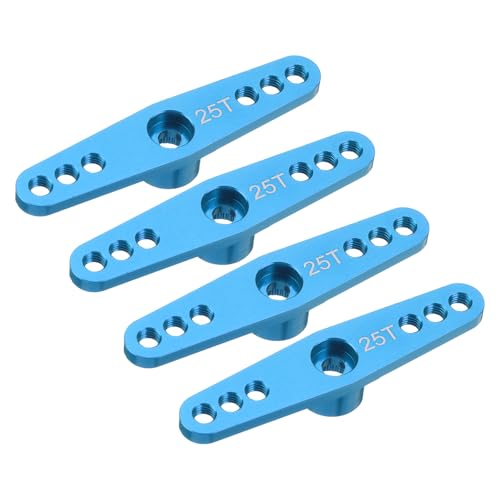 MECCANIXITY 4 Pcs Aluminum Servo Horn 25T Servo Horn Steering Double Arms 47mm Length Sky Blue Suitable for DIY RC Car/Boat/Airplanes Boat Model Accessories - color: Sky Blue
