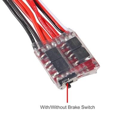 2Pcs 20A Brushed ESC Motor Speed RC 2KHz Forward Reverse Brush Brake 4.8V-8.4V Electric Speed Controller for DIY RC Car Truck Boat Remote Control - size: 2pcs